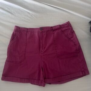 Gloria Vanderbilt XL Magenta High Waisted Chino Shorts